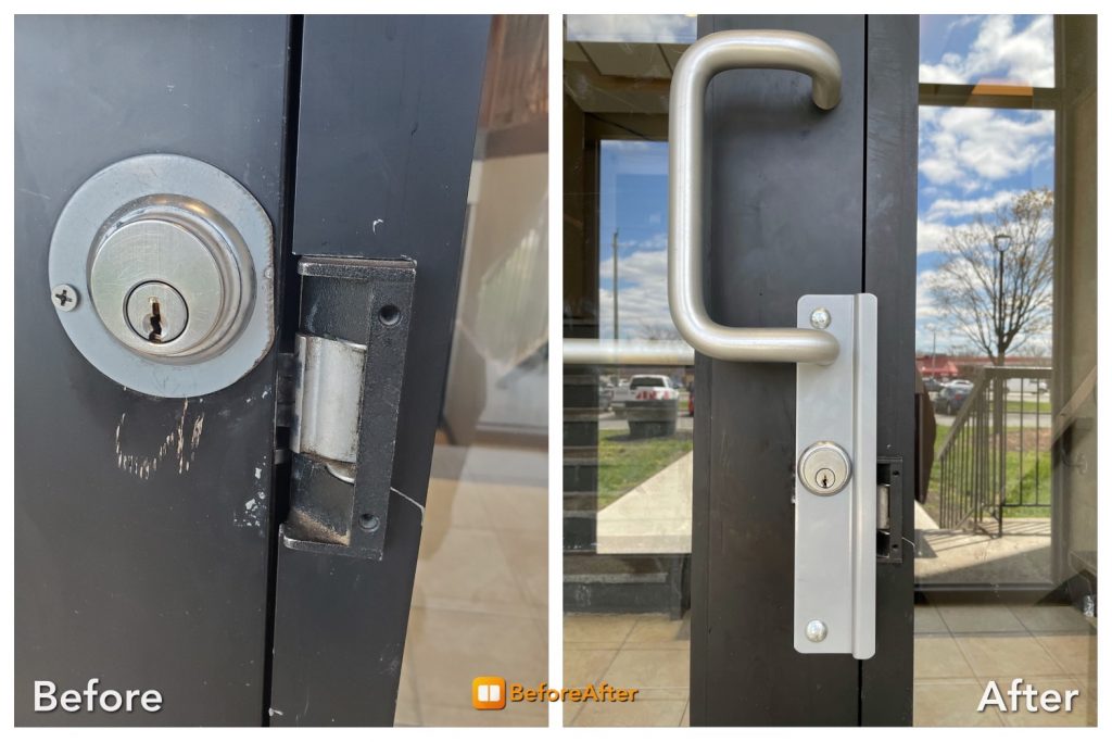 photo of before and after new lock installation by rapid locksmith